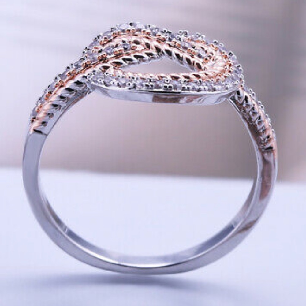 New Two Tone 925 Silver Ring Size 6-10 - Picture 4 of 8